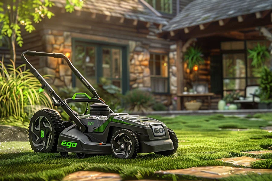 wide self propelled lawn mower